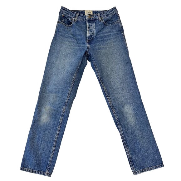 Sezane Denim - Sezane Denim Womens Straight Slim Jeans Button Fly Size 27 Medium Wash Classic